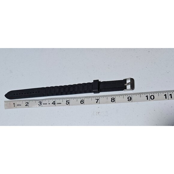 Retro Minimalist Black Silicone Watch Band Textured Design 80s 90s Fashion Women - Picture 4 of 5